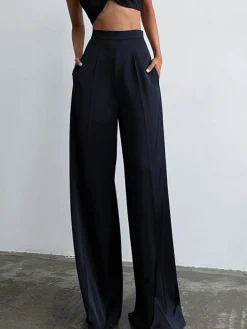 Oversized Satin Wide Leg Dress Pants