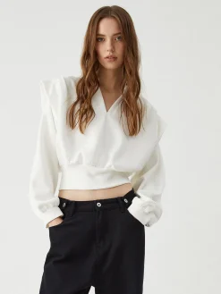 Oversized Solid Long Sleeve Blouse