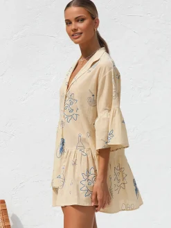 Oversized Sun Print Short Dress