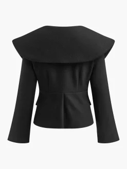 Oversized-Collar Slim Zipper Blazer