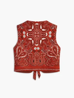 Paisley Printed Tie Front Vest