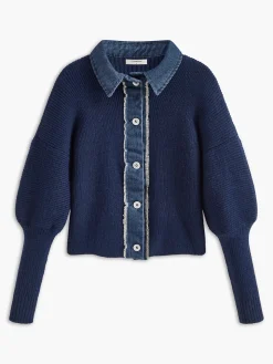 Panel Breasted Stretch Lapel Knit Top