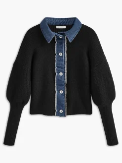 Panel Breasted Stretch Lapel Knit Top