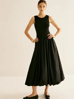 Panel Pleated Jersey Tank Dress