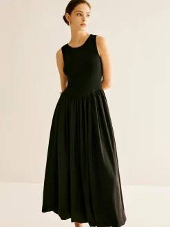 Panel Pleated Jersey Tank Dress