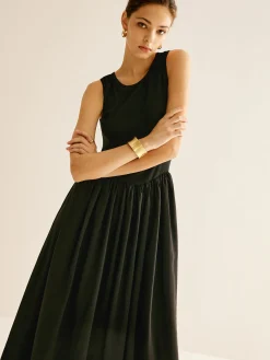Panel Pleated Jersey Tank Dress