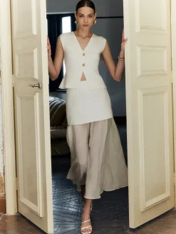 Panel Pleated Maxi Skirt