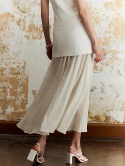 Panel Pleated Maxi Skirt