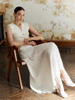 Panel Pleated Maxi Skirt