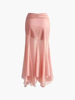 Paneled Pleated Maxi Skirt