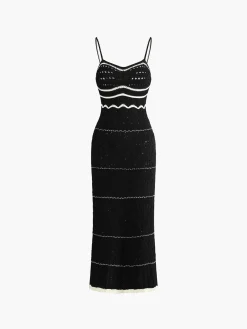 Paros Crochet Eyelet See Through Midi Dress