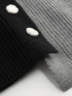 Patchwork Cable Knit Contrast Stitch Cardigan