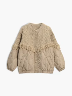 Patchwork Cable Knit Quilted Coat