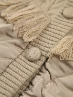 Patchwork Cable Knit Quilted Coat