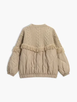 Patchwork Cable Knit Quilted Coat