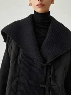 Patchwork Collared Geometric Winter Coat
