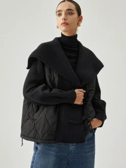 Patchwork Collared Geometric Winter Coat
