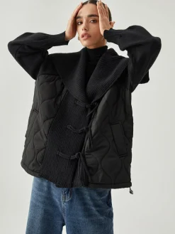 Patchwork Collared Geometric Winter Coat
