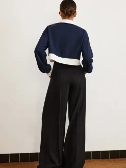 Patchwork Polo Crop Sweatshirt