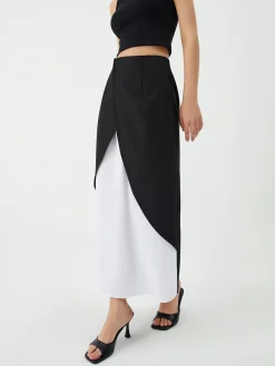 Patchwork Split Maxi Skirt