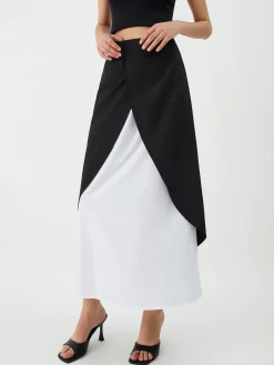 Patchwork Split Maxi Skirt