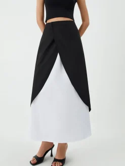 Patchwork Split Maxi Skirt