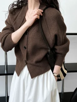 Patchwork V-neck Button Sweater