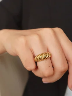 1pc Croissant Hemp Pattern Ring