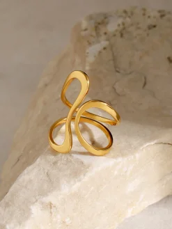 1pc Irregular Golden Whirl Open Ring