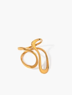 1pc Irregular Golden Whirl Open Ring