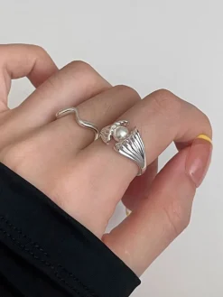 1pc Pearl In Shell Open Ring