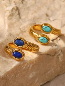1pc Sapphire & Turquoise Snake Ring