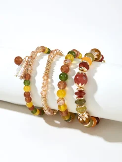 4PCS Artificial Crystal Beaded Bracelet