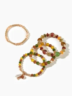 4PCS Artificial Crystal Beaded Bracelet