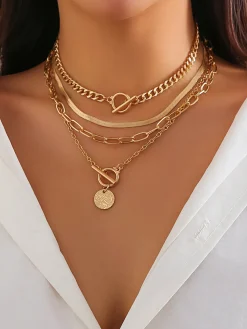 4pcs Chunky Stacking Pendant Necklace