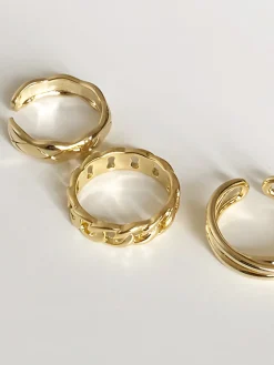 3pcs Golden Tunnel Twisted Hoop Ring
