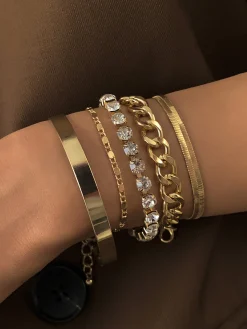 5pcs Rhinestone Snake Chain Bracelet