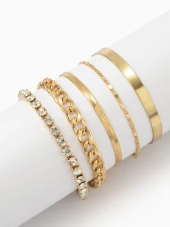 5pcs Rhinestone Snake Chain Bracelet