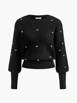 Pearl Beaded Cinched Sweater