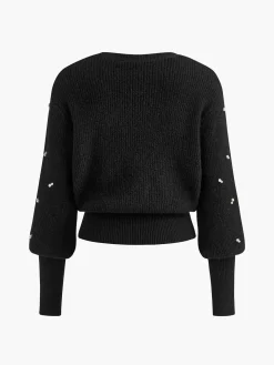 Pearl Beaded Cinched Sweater