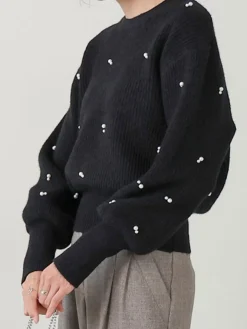 Pearl Beaded Cinched Sweater