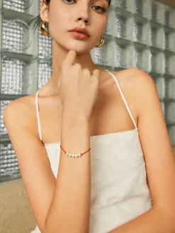 Pearl Beaded Red String Lucky Bracelet