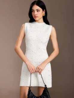 Pearl Beaded Sweater Tank Dress