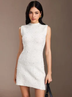 Pearl Beaded Sweater Tank Dress
