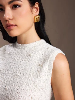 Pearl Beaded Sweater Tank Dress