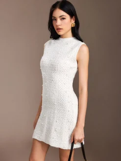 Pearl Beaded Sweater Tank Dress