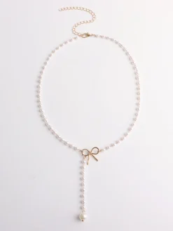 Pearl Bow Knot Pendant Necklace