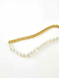 Pearl Chunky Chain Lariat Necklace