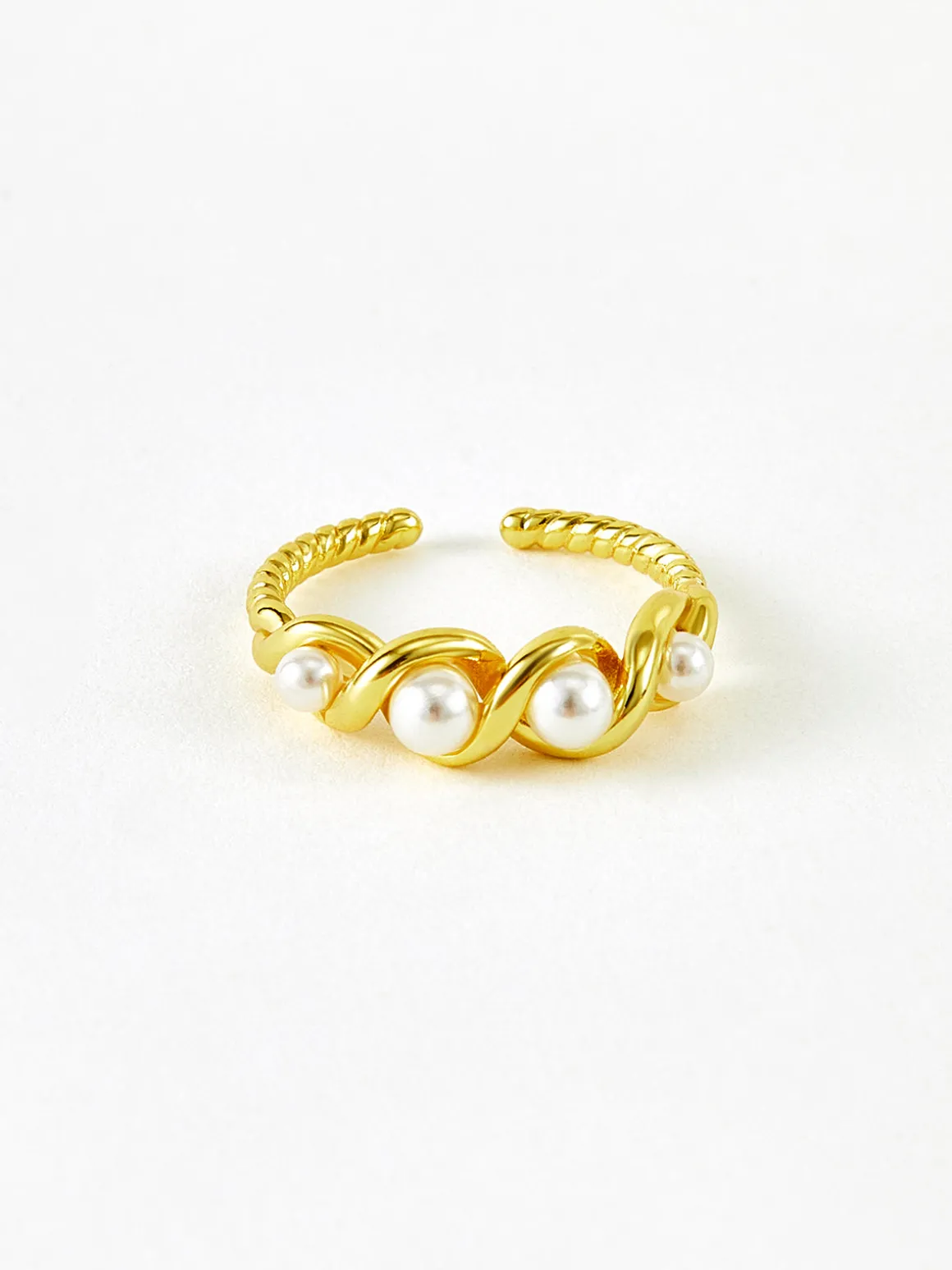 Pearl Decor Twist Open Ring