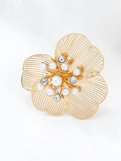Pearl Etched Flower Earrings